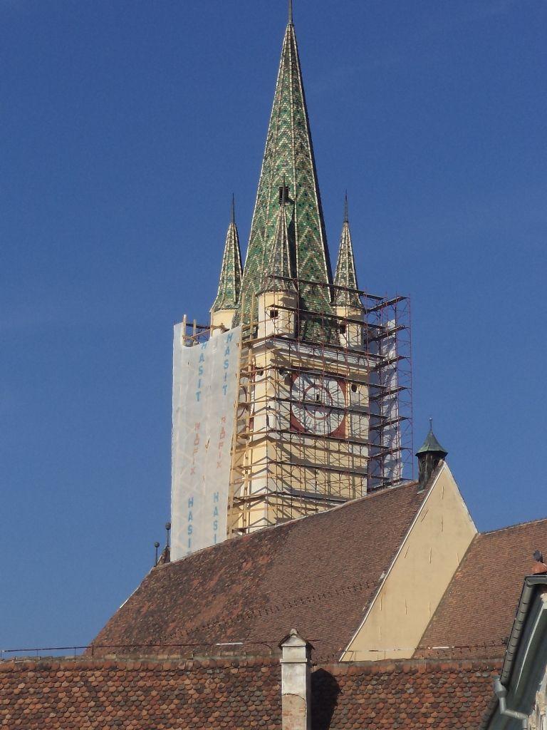 Renovation work on the Trumpeter Tower